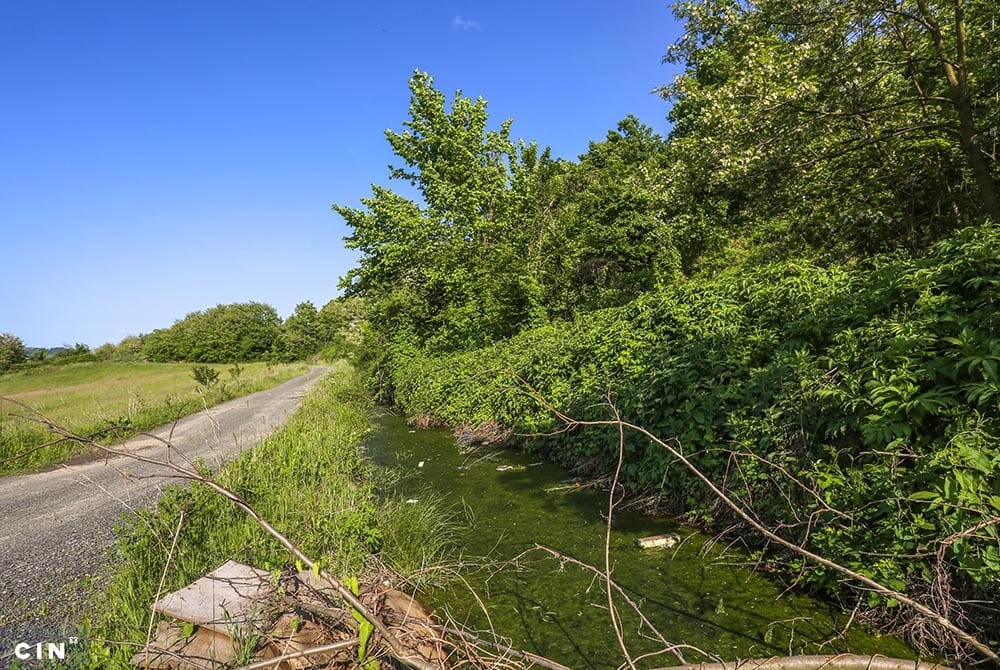 Kalesija-drenazni-kanal-uz-cestu-pored-deponije-u-koji-se-slijevaju-otpadne-vode.